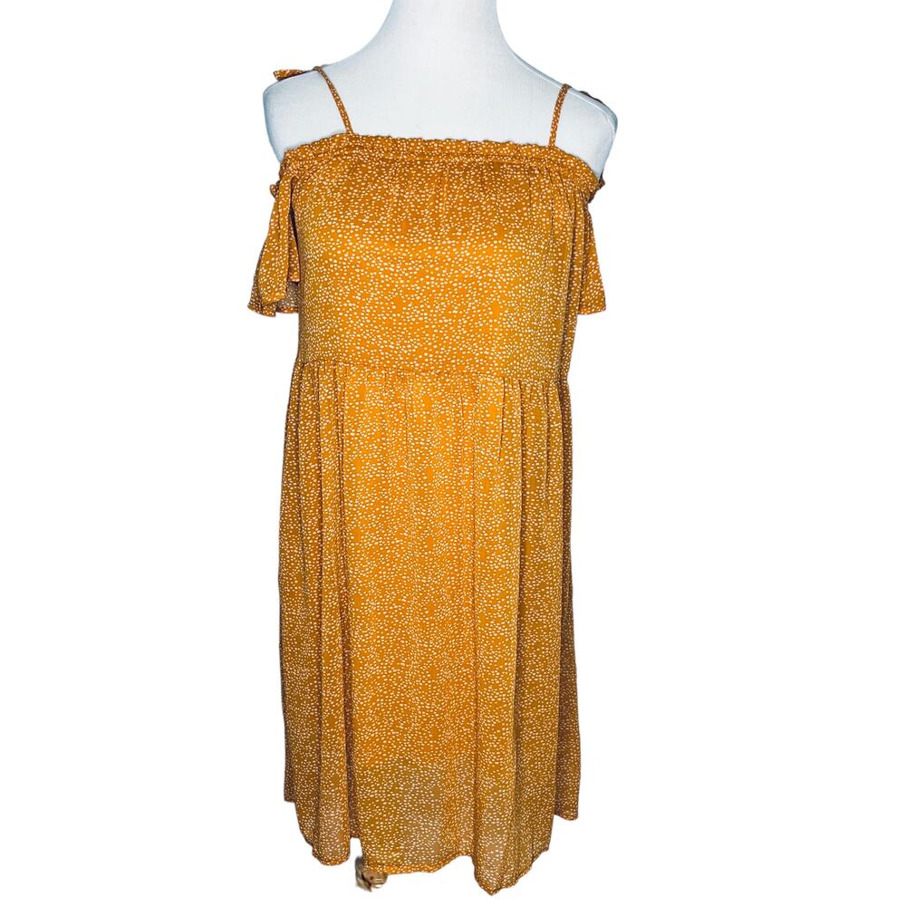 Xhilaration Gold Cold Shoulder Lined Dress New M